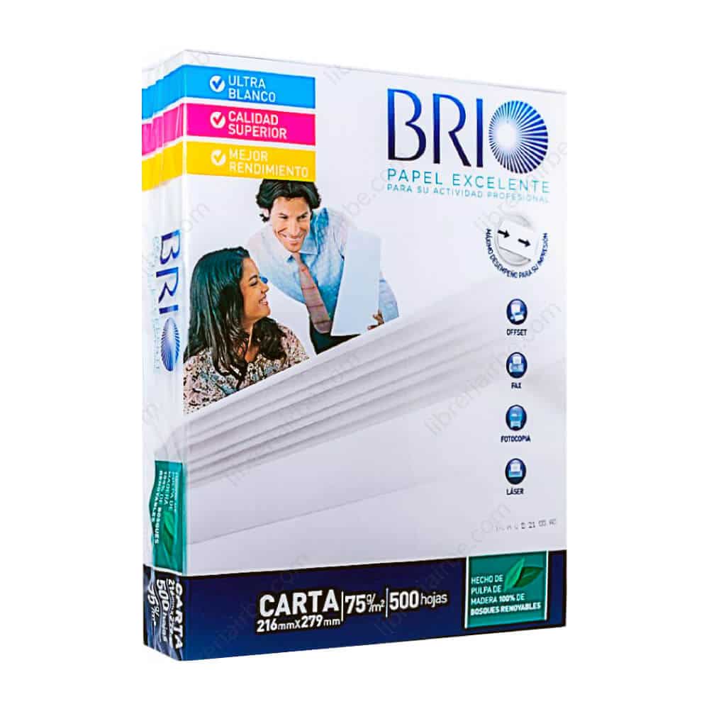 papel bond carta blanco 75 gr. Brio